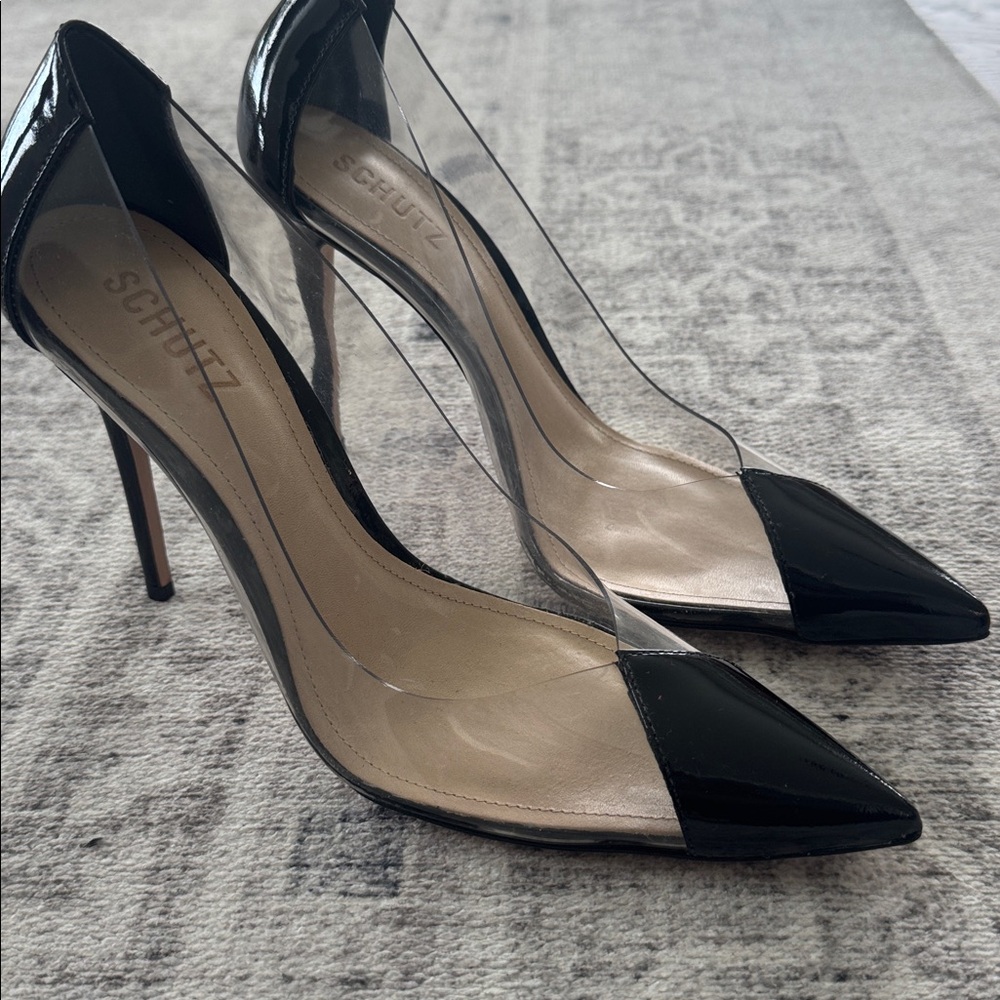 Brand New Schutz Candi Vinl/ Transparant Black Pump Heel